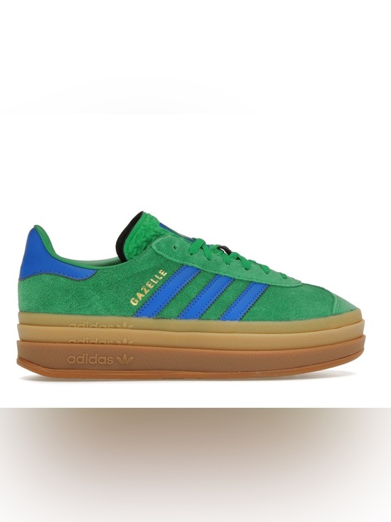 adidas Shoes - adidas Gazelle Bold Green Blue Gum Suede Sneakers with Blue Stripes NWT